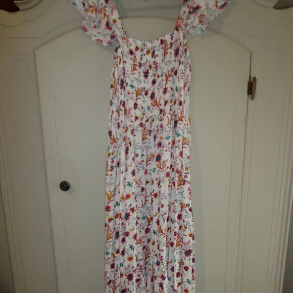 NWOT ANANDAS COLLECTION Hi-Lo Floral Sundress XL Smocked Bodice Ruffle Shoulder - Picture 2 of 13